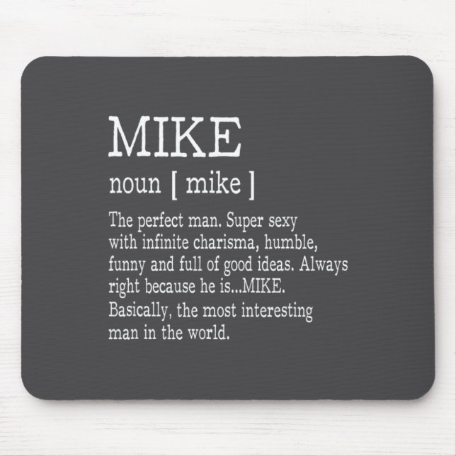 Adult Definition First Name Mike Men Funny  Mouse Mat (Front)
