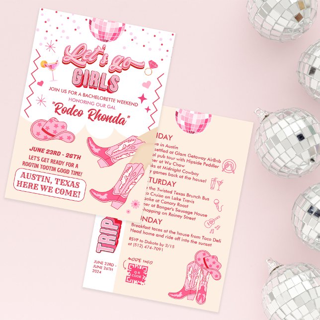 Adult Disco Cowgirl Bachelorette Weekend Invitation (Creator Uploaded)