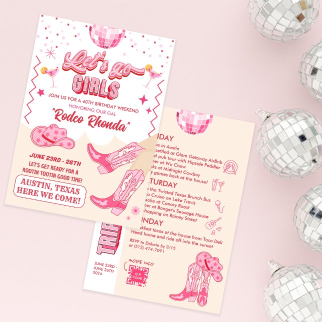 Adult Disco Cowgirl Birthday Weekend Invitation (Creator Uploaded)