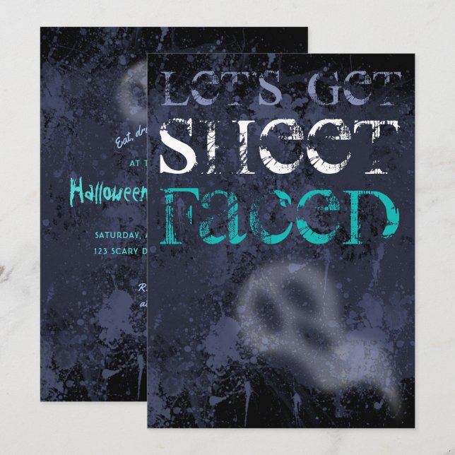 Adult Drinking Ghostly Halloween Party Invitation (Front/Back)