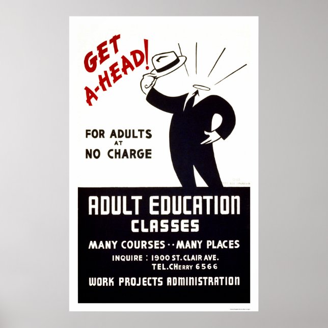 Adult Education Classes 1938 WPA Poster (Front)