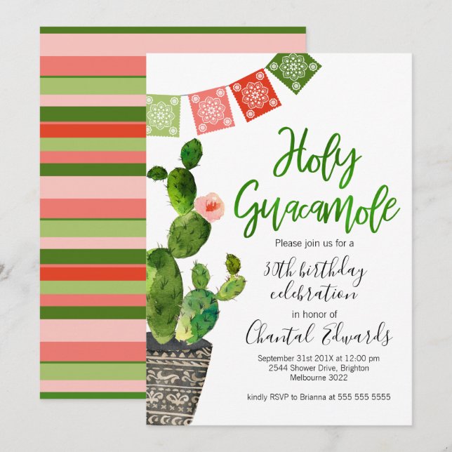 Adult Fiesta Birthday Invitation (Front/Back)