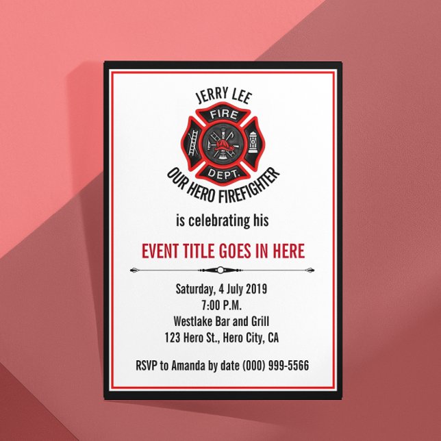 Adult Firefighter Event Retirement Birthday Invitation (Creator Uploaded)