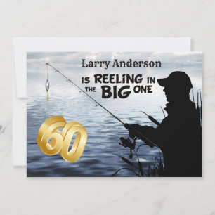 Adult Fisherman Milestone 60 Birthday Custom Invitation