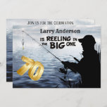 Adult Fisherman Milestone 70 Birthday  the Big One Invitation<br><div class="desc">Great fisherman's birthday party invitation for the BIG one.. this is a milestone birthday - for 70 .. fisherman on the lake in the cattails, fishing for the BIG ONE and reeling it in >>hooked the big block gold number 70 is the big catch of the day. Party details and...</div>