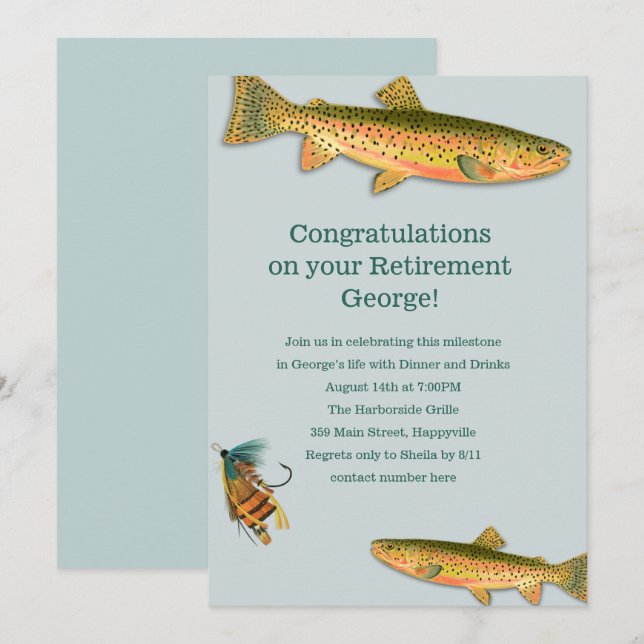 Adult Fishing Themed Party Invitations (Front/Back)