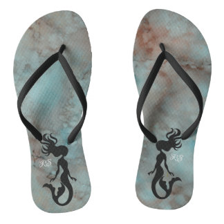 Adult Flip-Flops"Inkblots Bluish Oranges Mermaid" Flip Flops