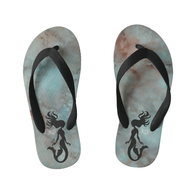 Adult Flip-Flops"Inkblots Bluish Oranges Mermaid" Kid's Flip Flops (Footbed)