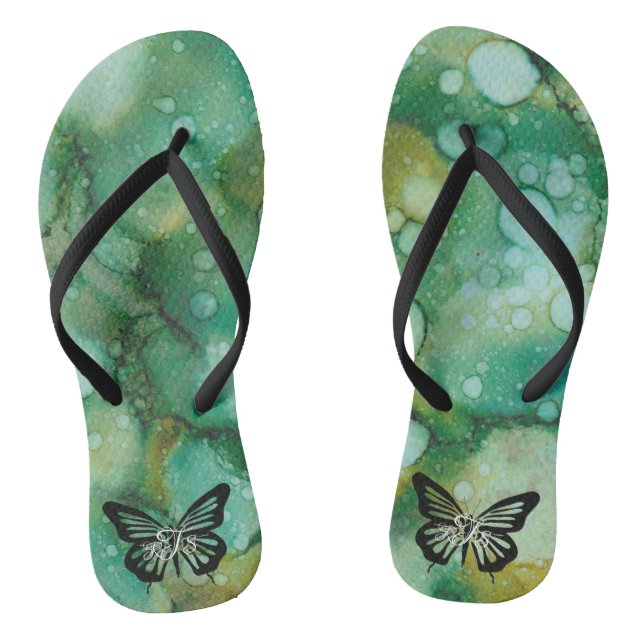 Adult Flip-Flops "Inkblots Gold Dusted Butterfly" Flip Flops (Footbed)