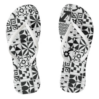 Adult Flip Flops, Slim Straps Black Printed  Flip Flops