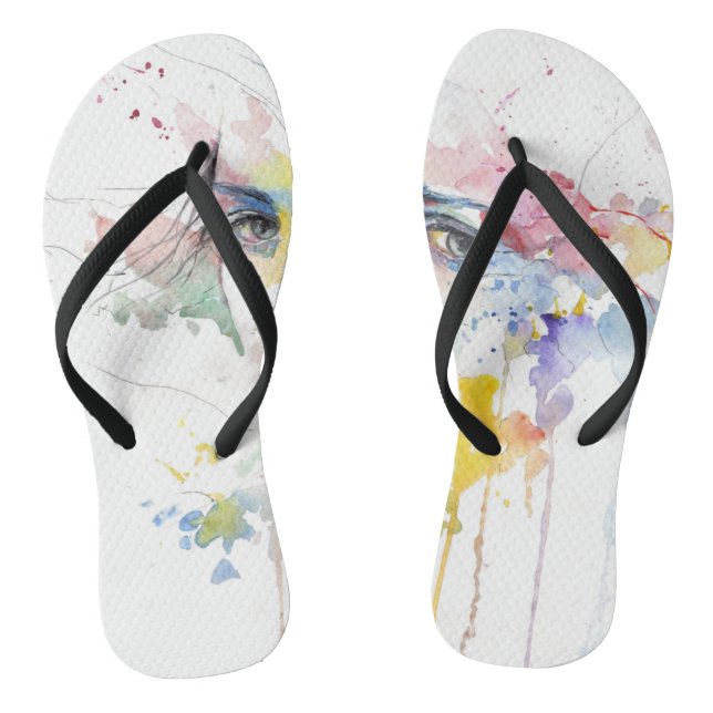 Adult Flip Flops, Slim Straps Flops (Footbed)