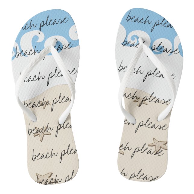 Adult Flip-Flops "Star Shells, Beach Please" Flip Flops (Footbed)