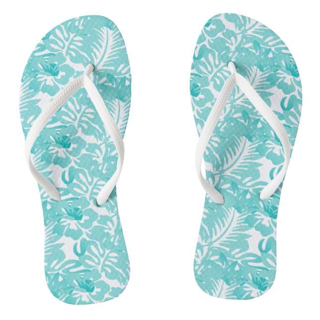 Adult Flip Flops-Tropical Flowers Flip Flops (Footbed)