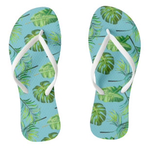Adult Flip Flops-Tropical Leaves Flops