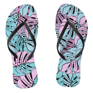 Adult Flip Flops-Tropical Leaves Flops