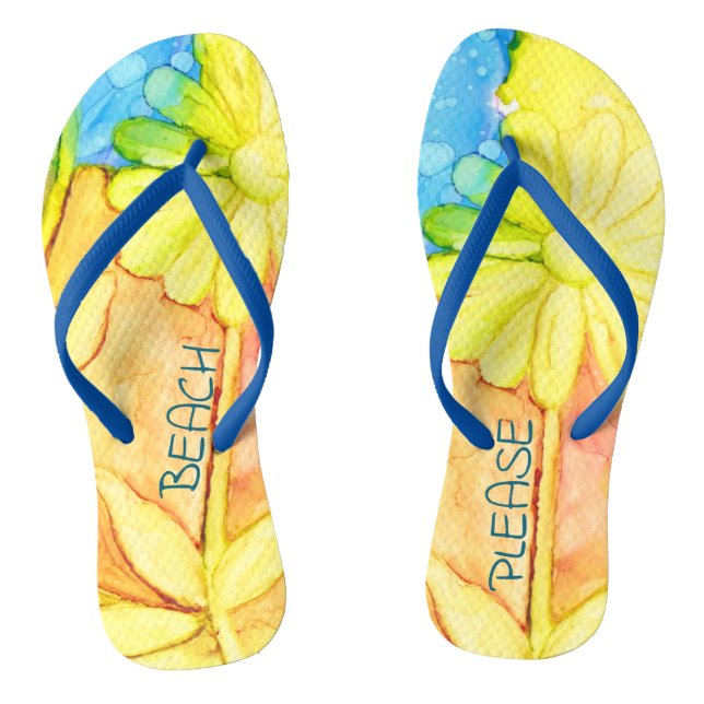 Adult Flip-Flops "Yellow Flower" Flip Flops (Footbed)