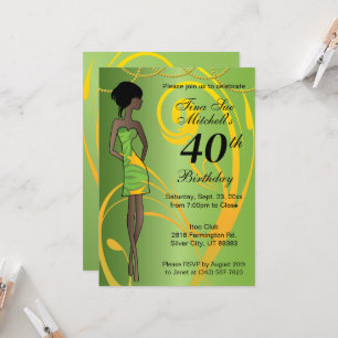 Adult Girl Birthday Party   DIY Age - Green Invitation