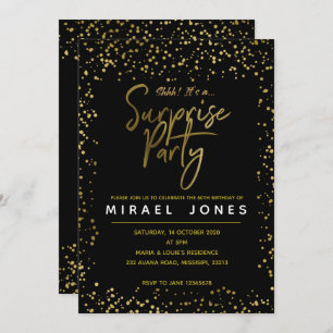 Adult Gold Surprise Birthday Party Invitation