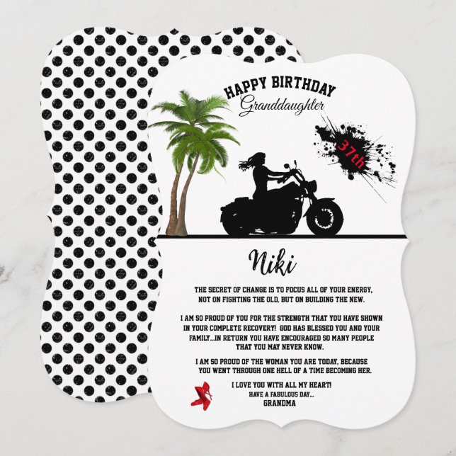 Adult Granddaughter Birthday Invitation (Front/Back)