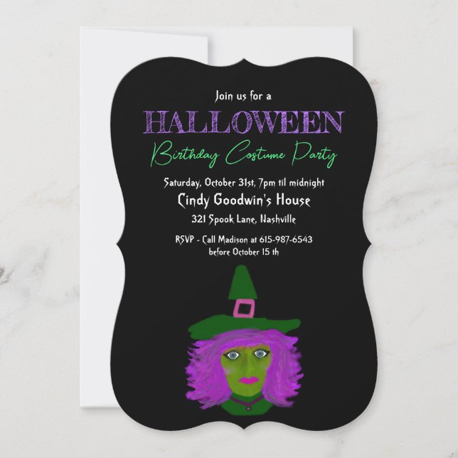 Adult Halloween Birthday Party Invitation (Front)