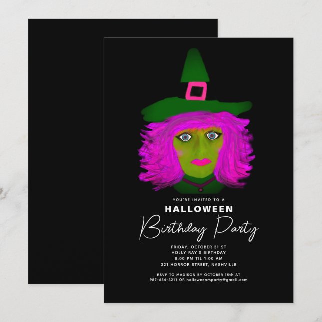 Adult Halloween Birthday Party Invitation (Front/Back)