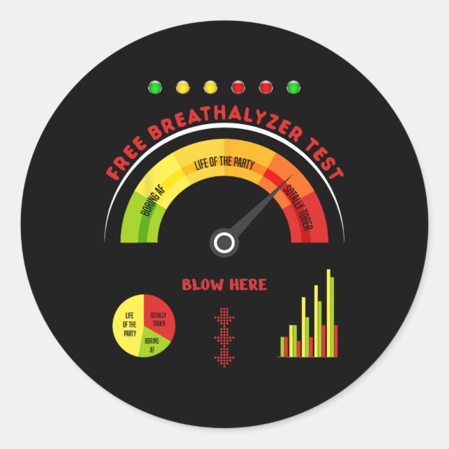 Adult Halloween Costume Breathalyzer mens hallowee Classic Round Sticker (Front)