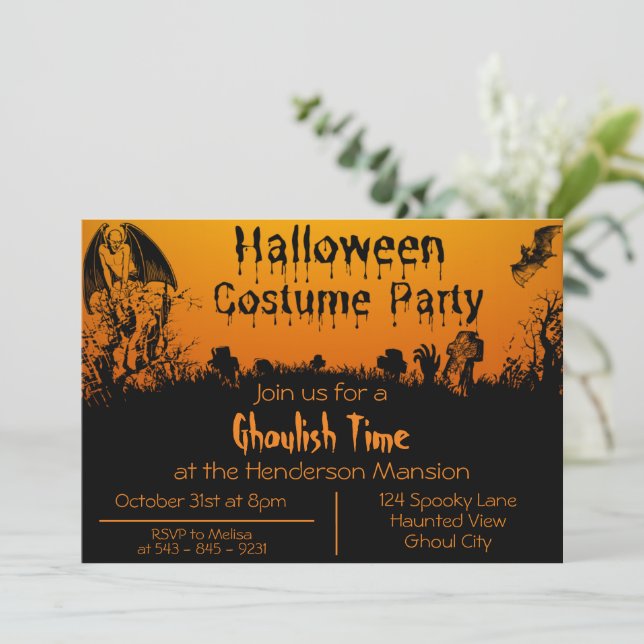 Adult Halloween Costume Party Invitation Card (Standing Front)