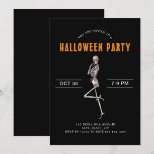 Adult Halloween Costume Party Skeleton Black Invit Invitation