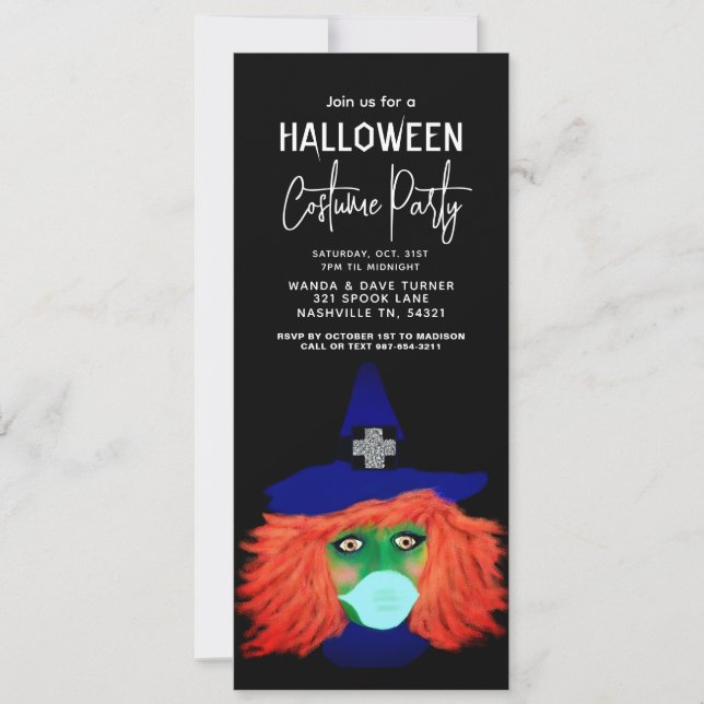 Adult Halloween Costume Party Spooky Witch Invitation (Front)