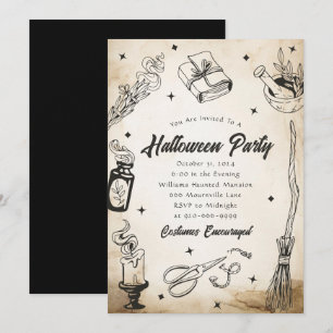 Adult Halloween Costume Party Witch Invitation