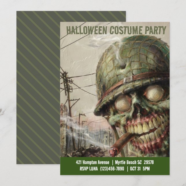 Adult  Halloween Costume Zombie  Party Invitations (Front/Back)
