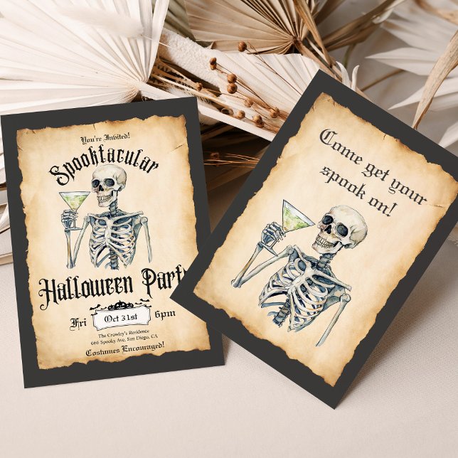Adult Halloween Invite, Skeleton Retro Invite (Creator Uploaded)