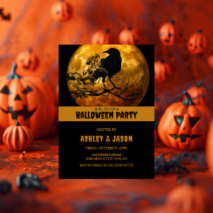 Adult Halloween Party Crow Invitation