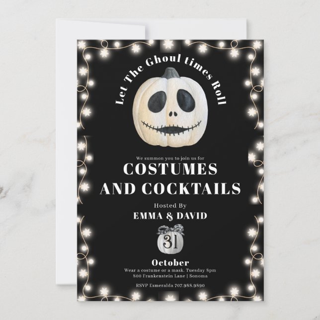 Adult Halloween Party Gothic Pumpkin String Lights Invitation (Front)
