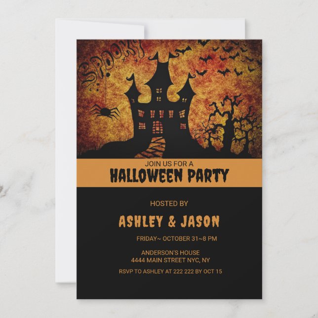 Adult Halloween Party Haunted House Invitation (Front)