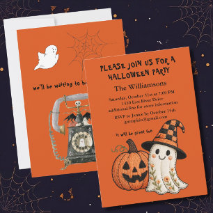 ADULT Halloween Party Invitation Pumpkin Ghosts