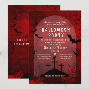 Adult Halloween Party Invitation - Red & Black