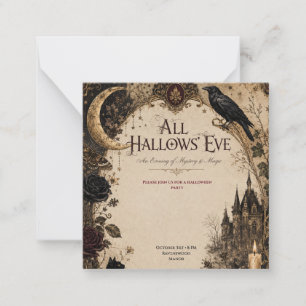 Adult Halloween Party Raven, Antique Key & Vintage Card