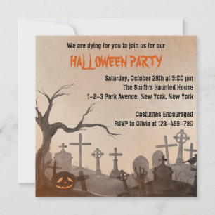Adult Halloween Party Spooky Cemetery Invitation