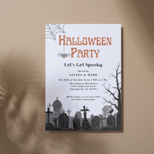 Adult Halloween Party Vintage black Graveyard Invitation (Creator Uploaded)
