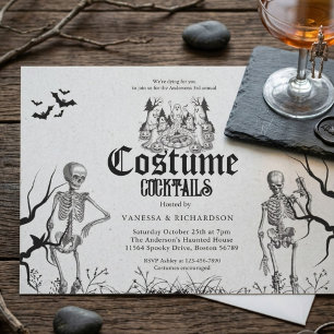 Adult Halloween Party Vintage Gothic Skeleton Invitation