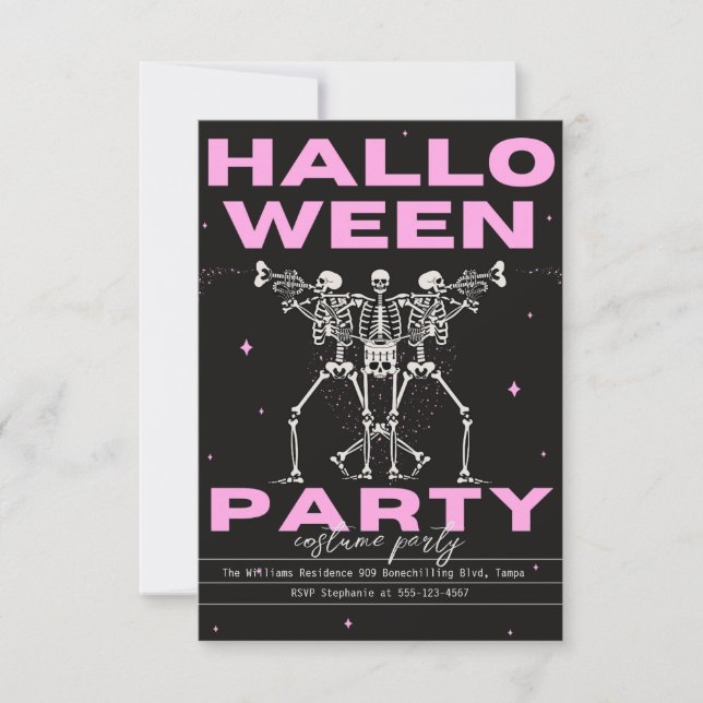 Adult Halloween Party Vintage Gothic Skull Invitation (Front)
