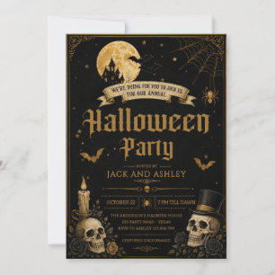 Adult Halloween Party Vintage Skull Invitation