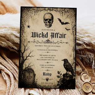 Adult Halloween Party Vintage Skull Invitation
