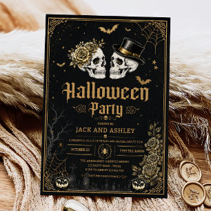 Adult Halloween Party Vintage Skull Invitation