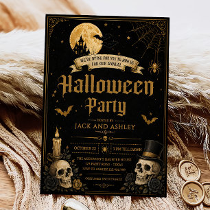Adult Halloween Party Vintage Skull Invitation