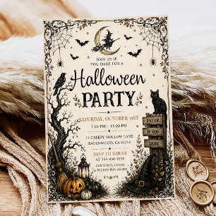 Adult Halloween Party Vintage Skull Invitation