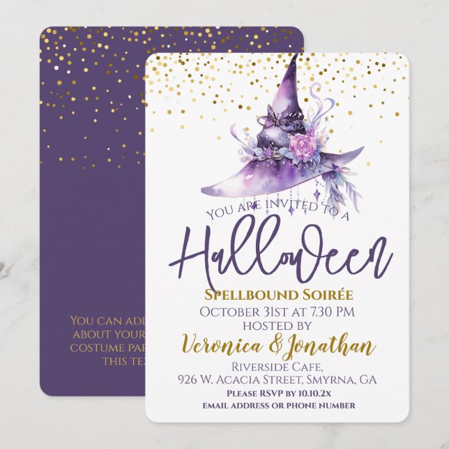 Adult Halloween Party Witches Hat Invitation (Front/Back)