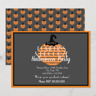 Adult Halloween Pumpkin Orange Grey Party Invitation