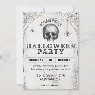 Adult Halloween Skull Party Vintage Invitation 